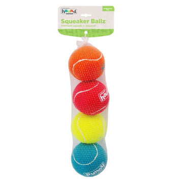 Outward Hound Squeaker Ballz Tennis Multicolor Ball Dog Toy - (Pack Of 4)